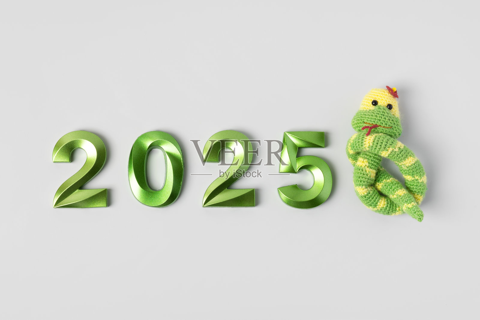 编织绿色的蛇和数字2025照片摄影图片