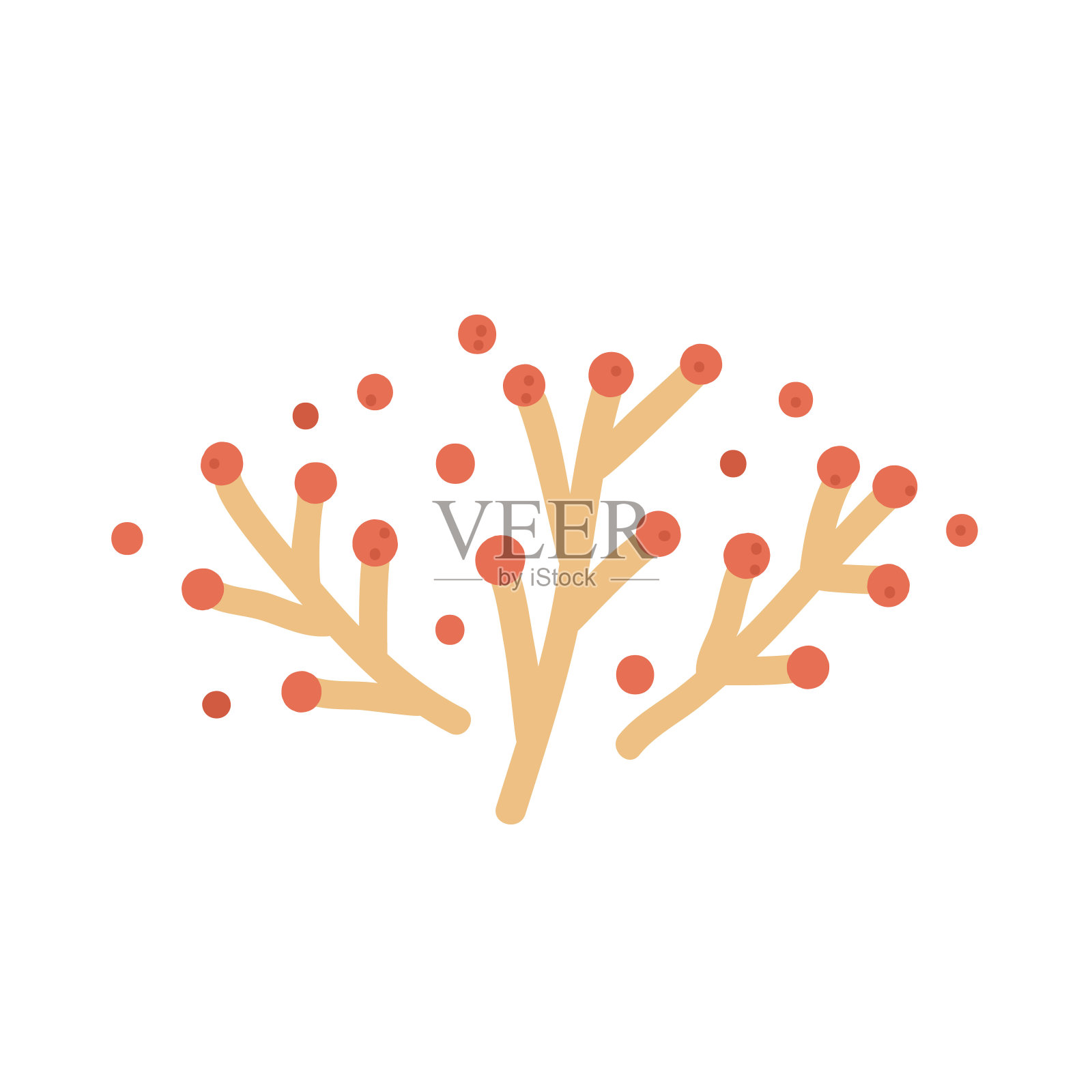 秋天浆果枝孤立在白色背景上。秋天的森林形状组成。矢量手绘插图。插画图片素材