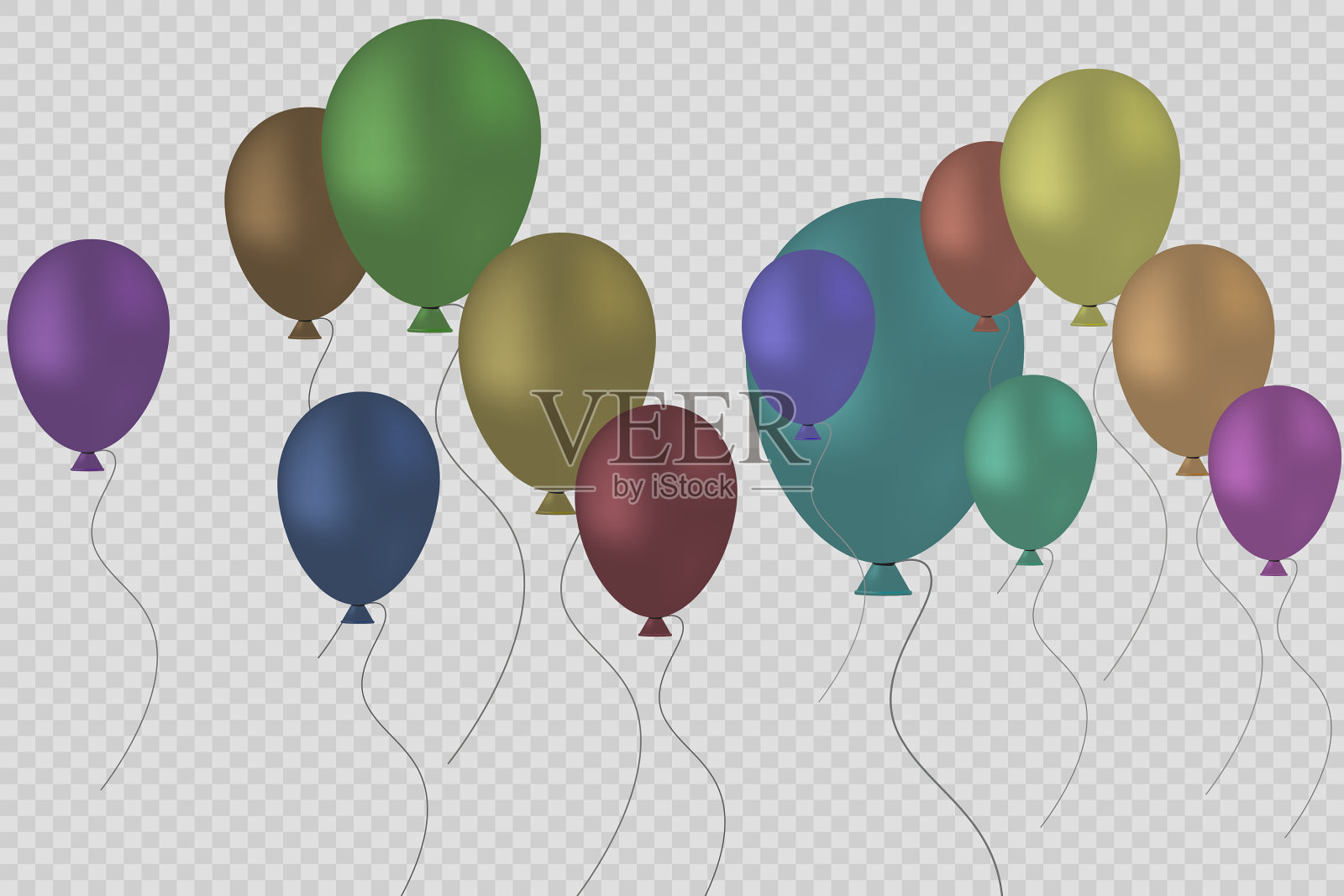 现实的氦气球。生日快乐，新年晚会快乐。插画图片素材