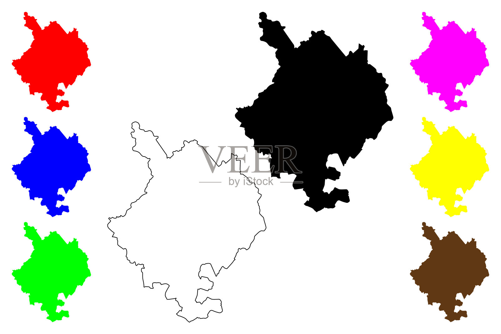 亨廷顿郡非大都会区(大不列颠及北爱尔兰联合王国，礼仪郡剑桥郡或坎布斯，英格兰)地图矢量插图，涂鸦素描亨特地图插画图片素材