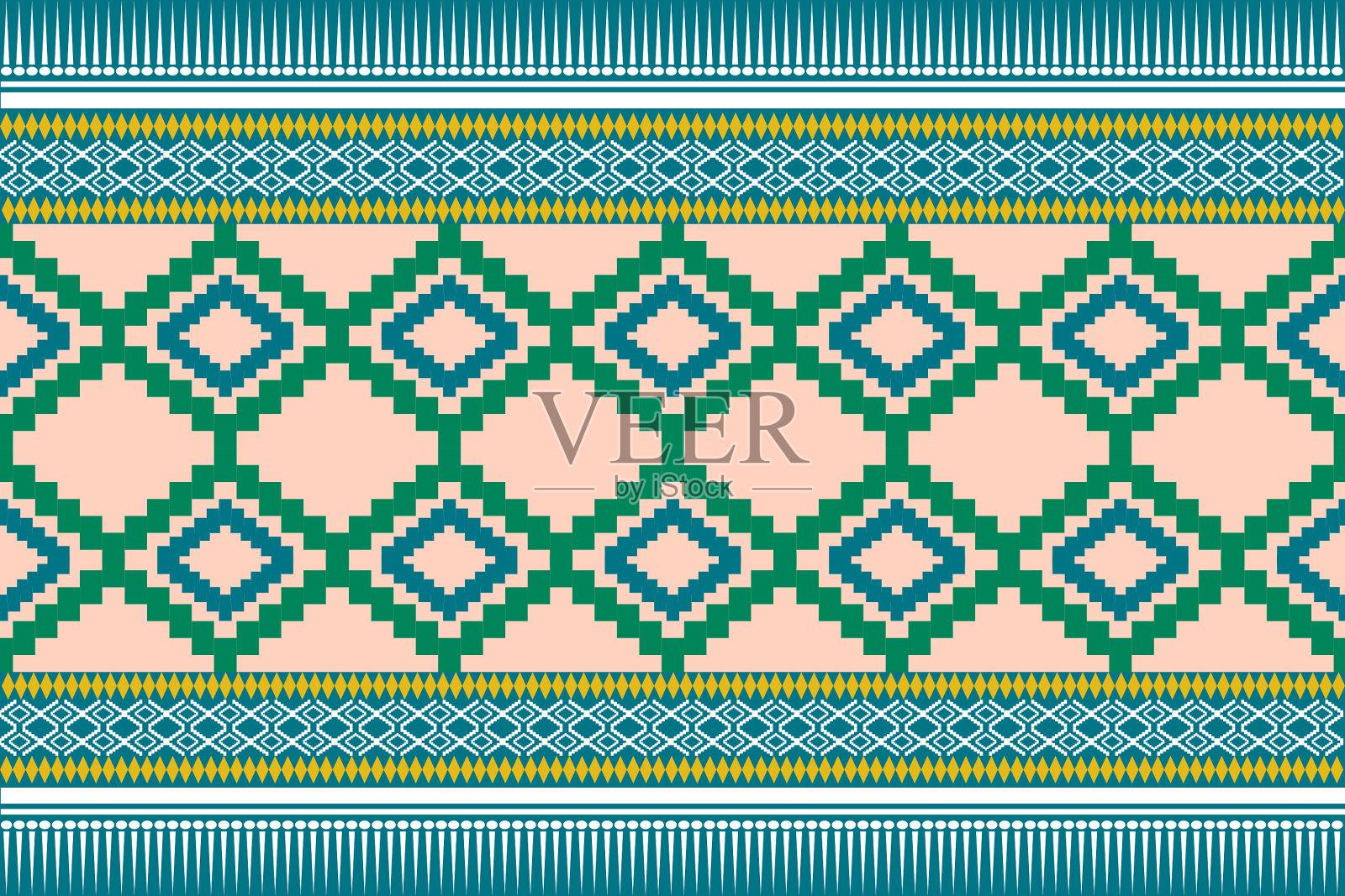 抽象几何民族无缝图案。几何民族图案面料风格。插画图片素材