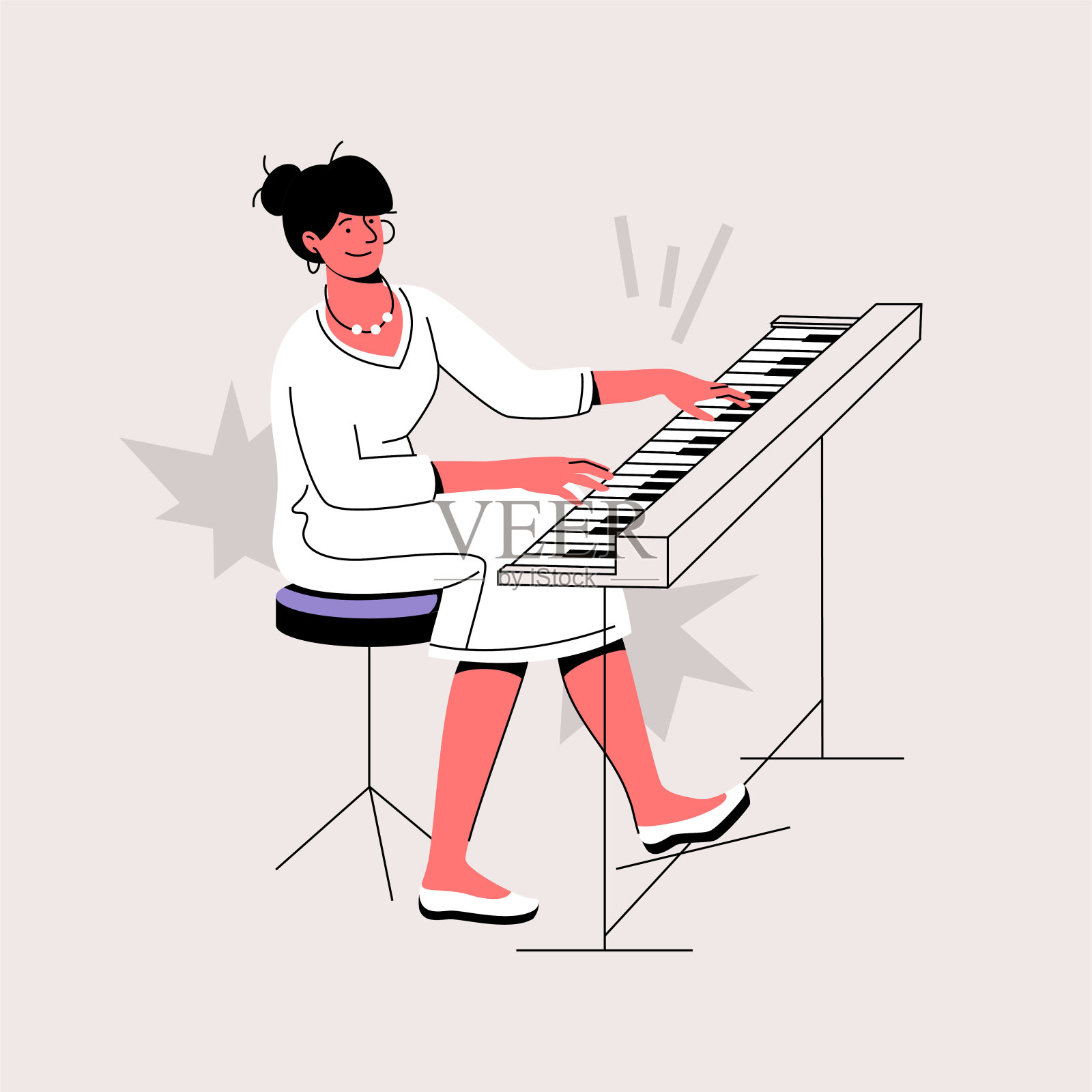 女表演者弹钢琴插画图片素材