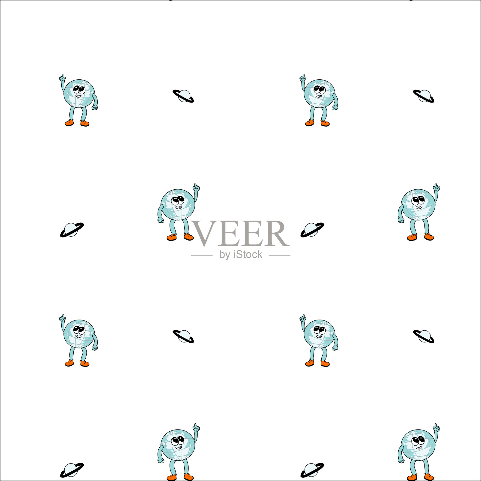 Y2k学校groovy无缝图案。儿童图案与学校用品和千年虫的元素。插画图片素材