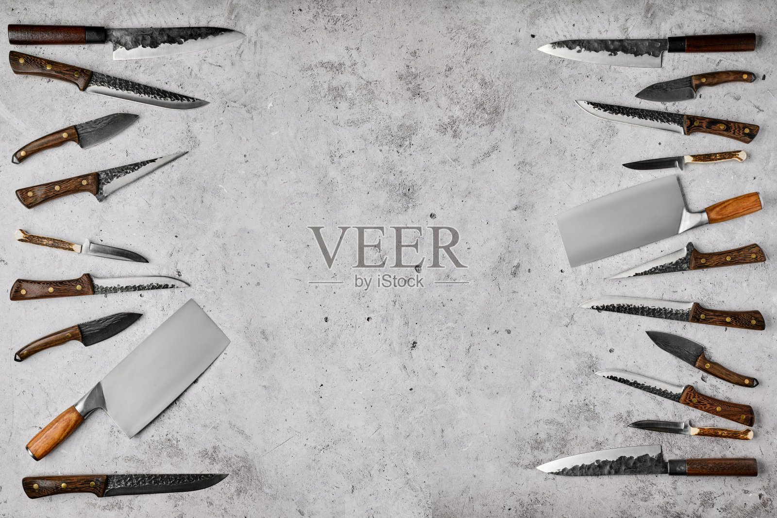 用不同种类的刀组成照片摄影图片