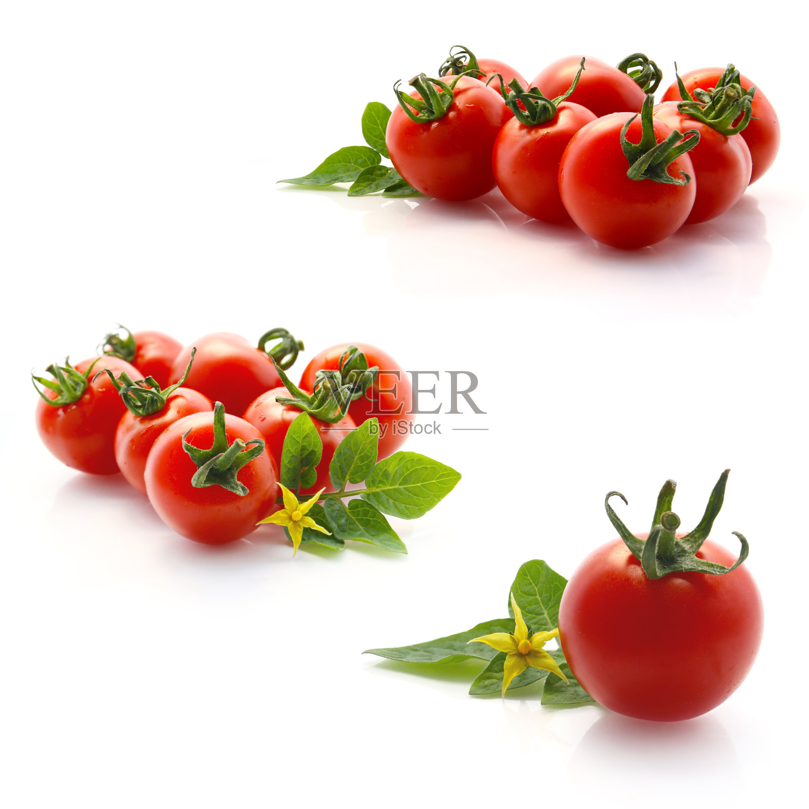 新鲜的红色圣女果被隔离在白色的背景上照片摄影图片