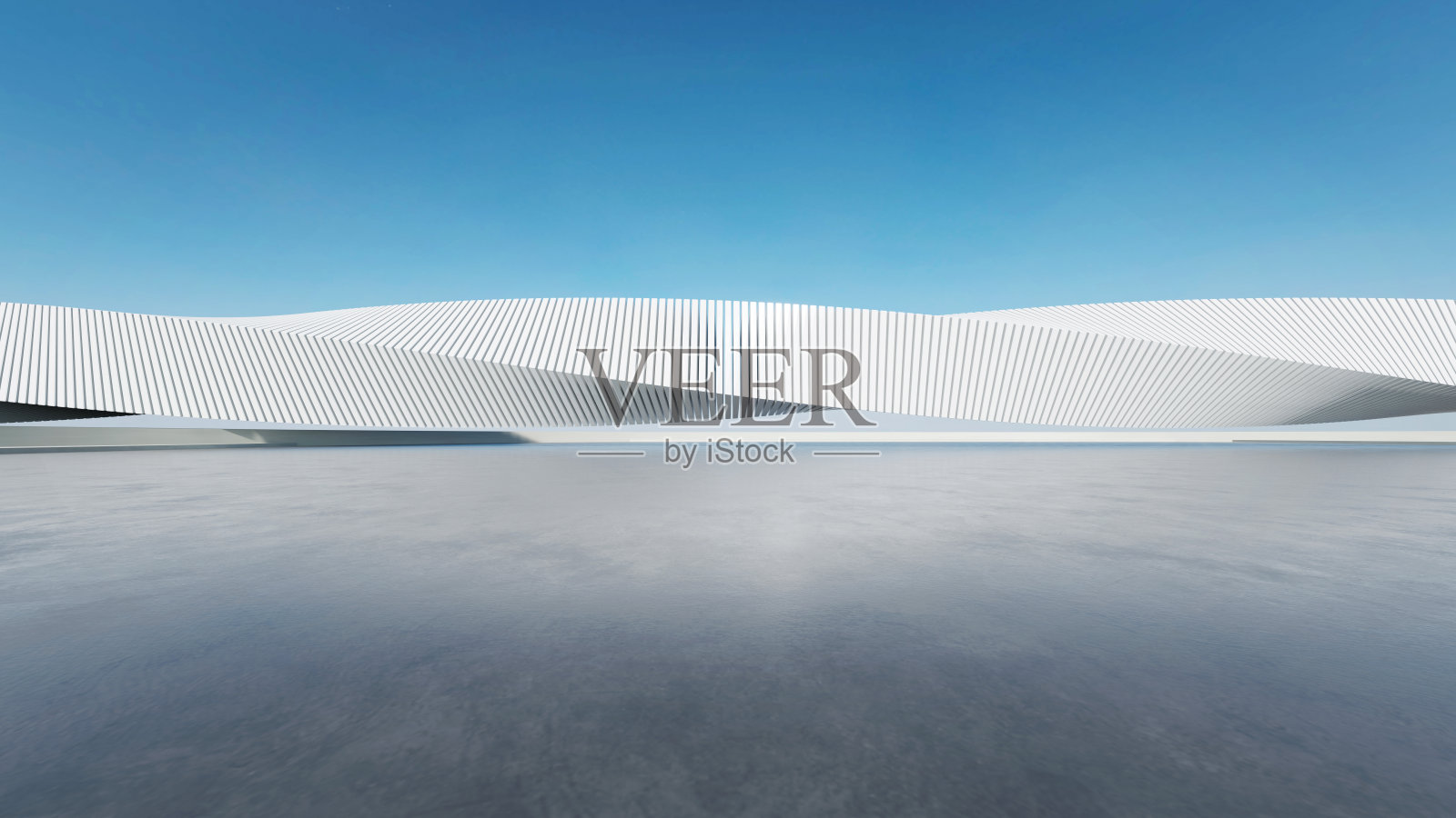 抽象结构的3d渲染与空混凝土地板的未来主义建筑照片摄影图片