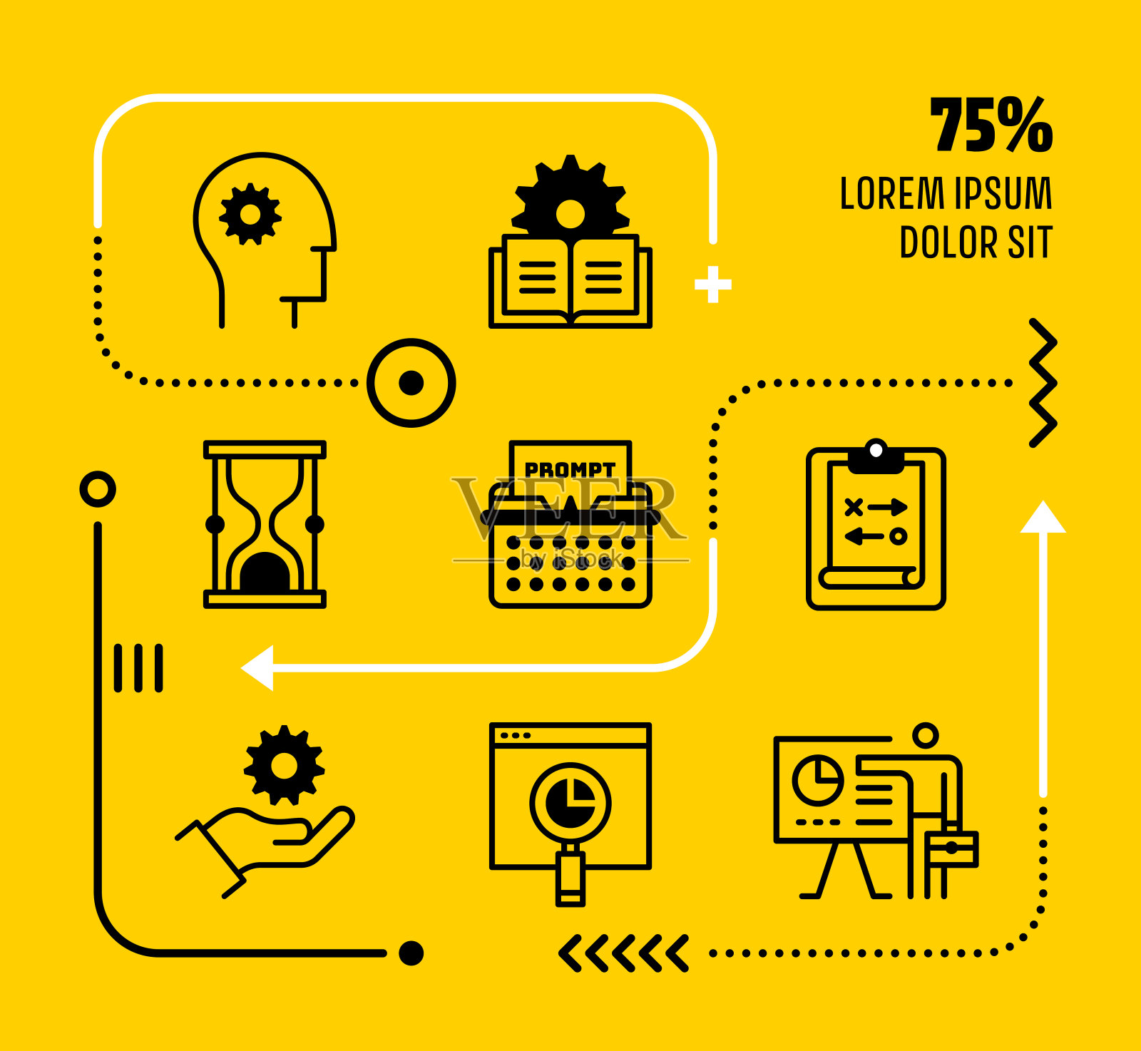 迷你信息图表设计与可编辑的图标为文案人工智能插画图片素材