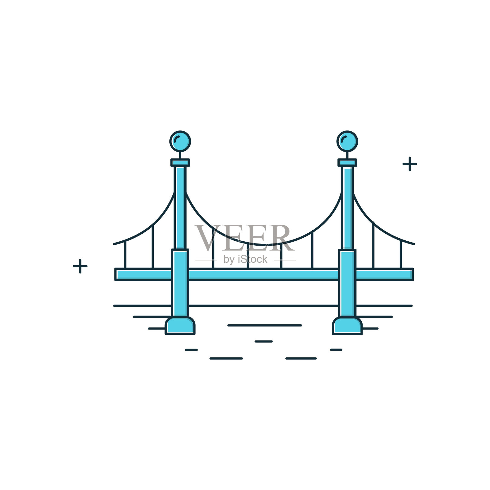 桥梁，河流穿越，桥梁结构矢量图标设计插画图片素材