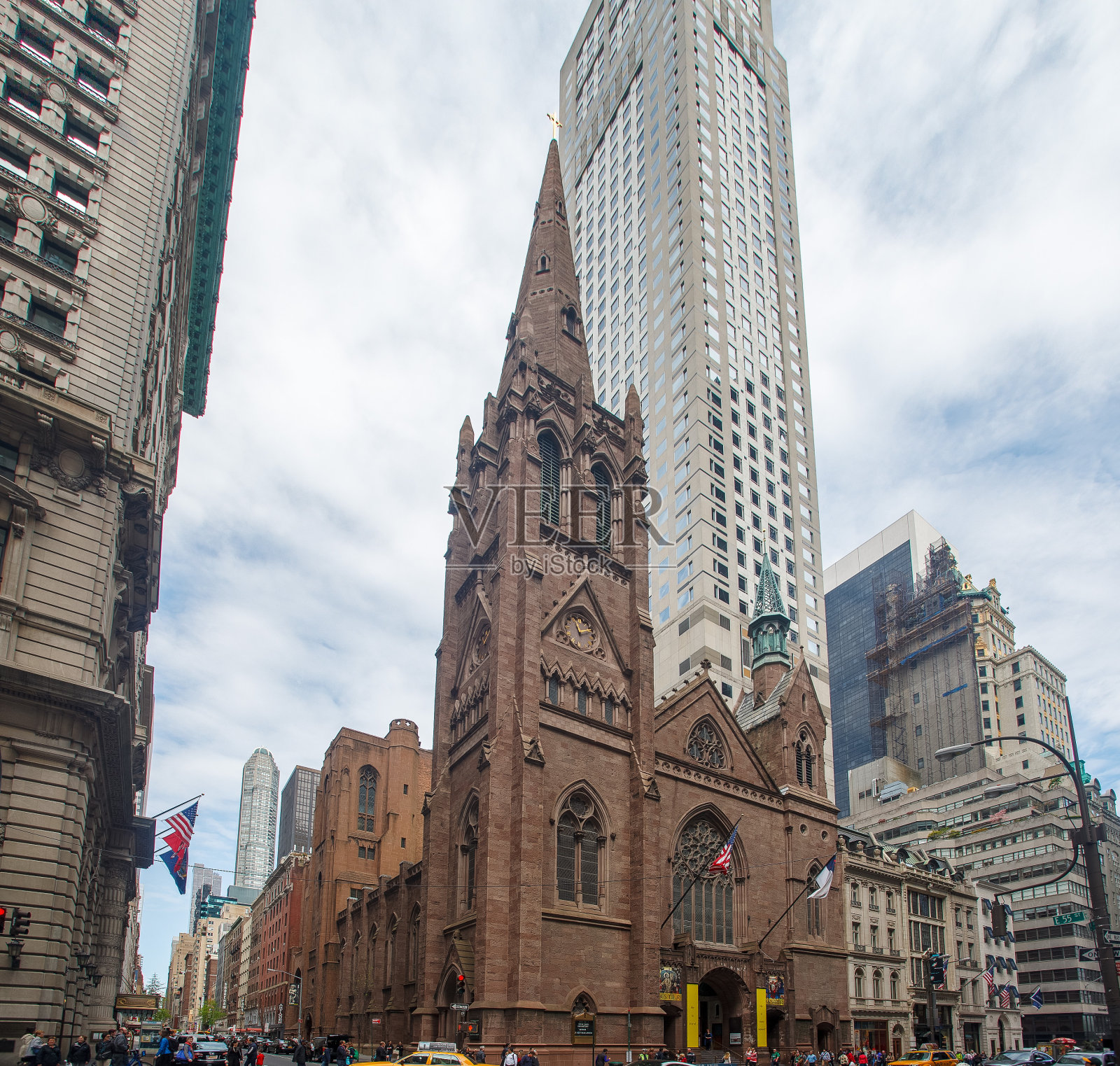 纽约市第五大道长老会教堂照片摄影图片
