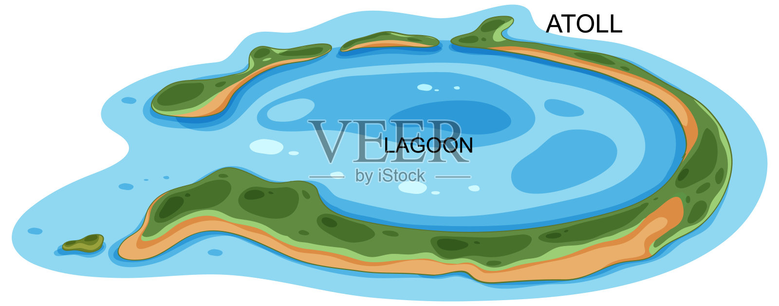矢量插图的环礁和泻湖插画图片素材