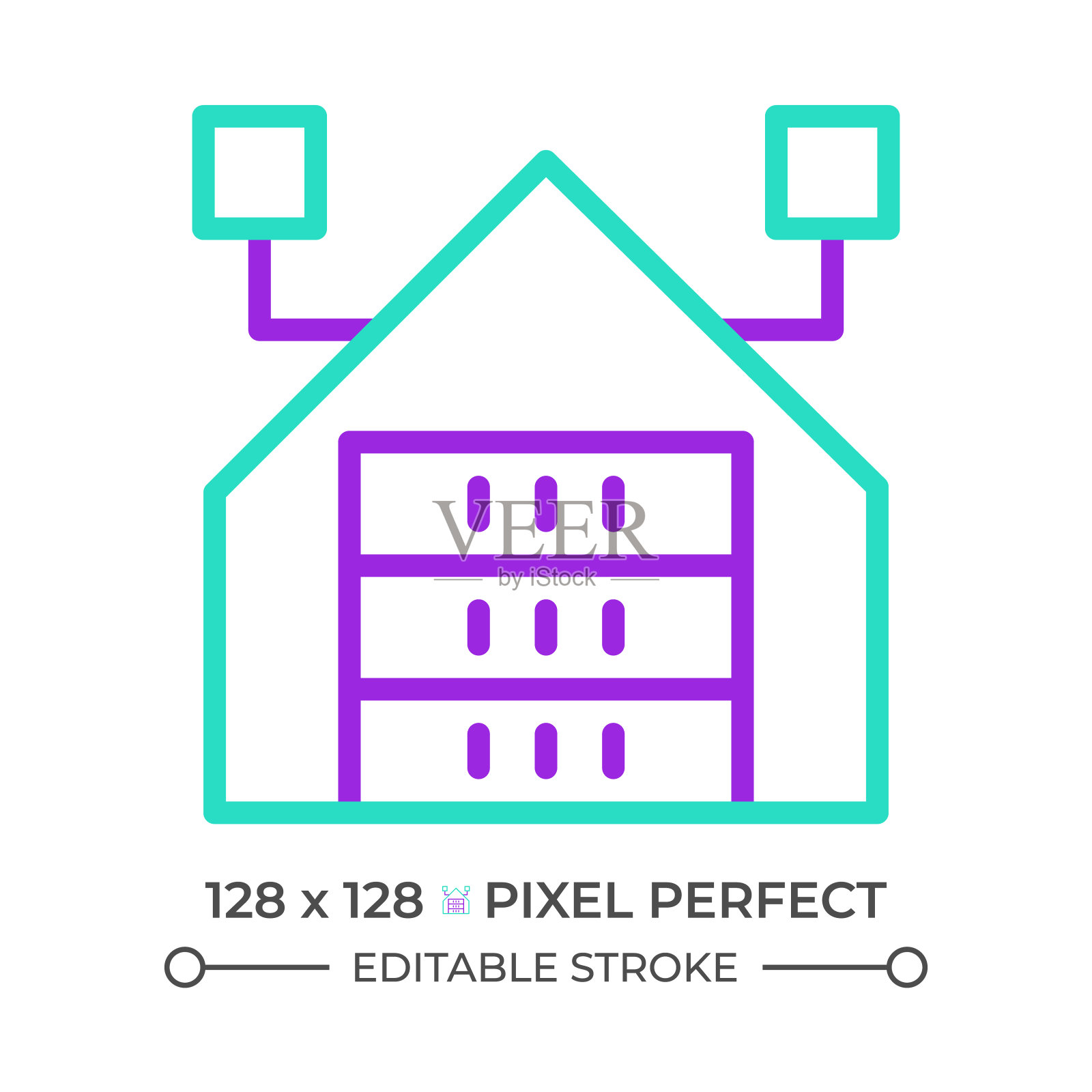 数据仓库两种颜色的线条图标插画图片素材