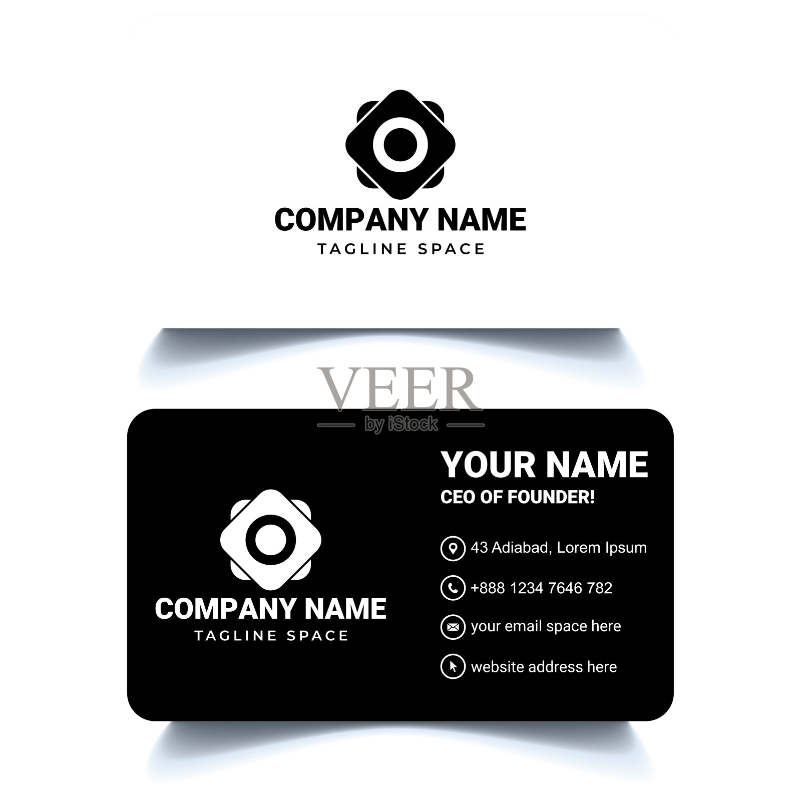 黑白名片标志设计插画图片素材