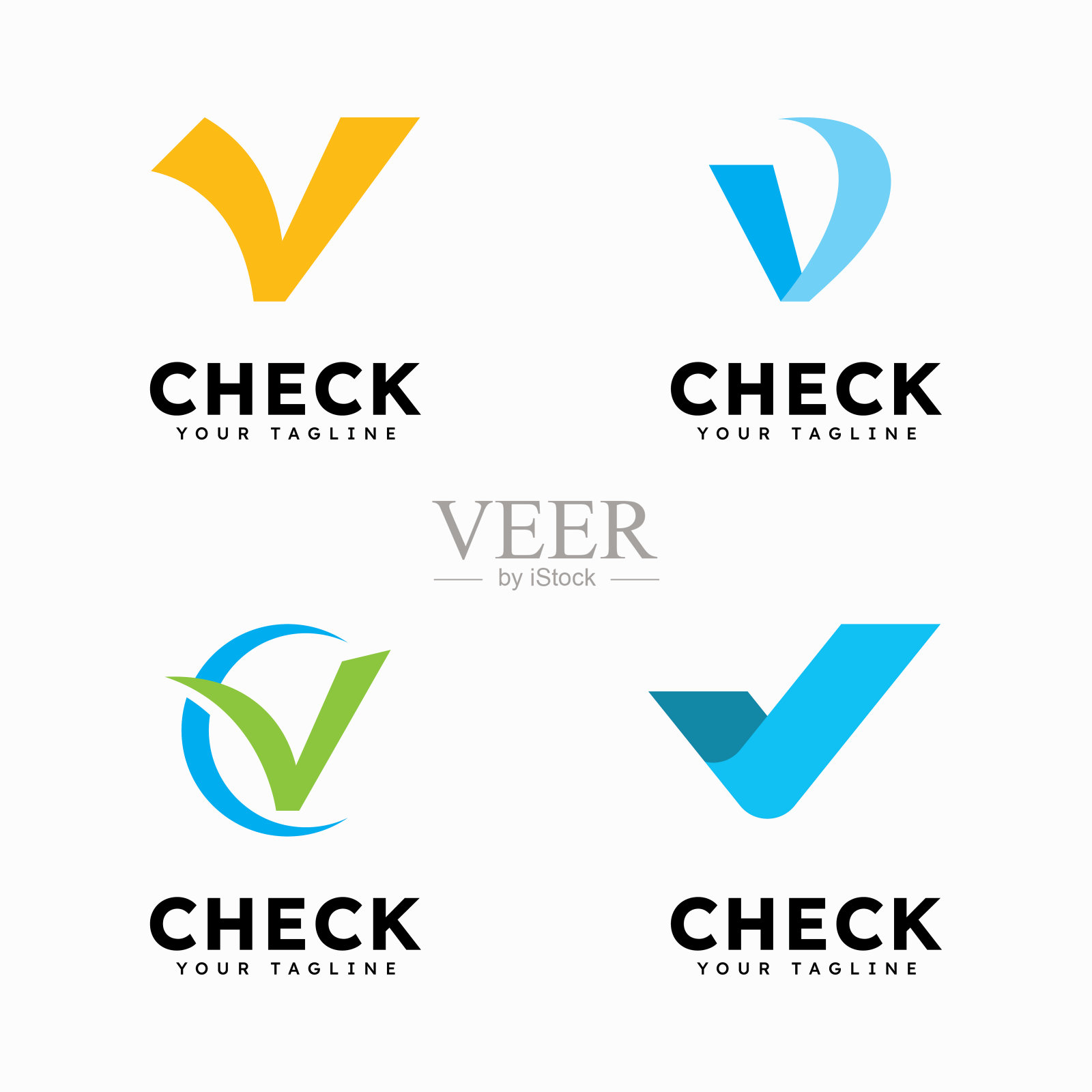 勾标V标志设计符号插画图片素材