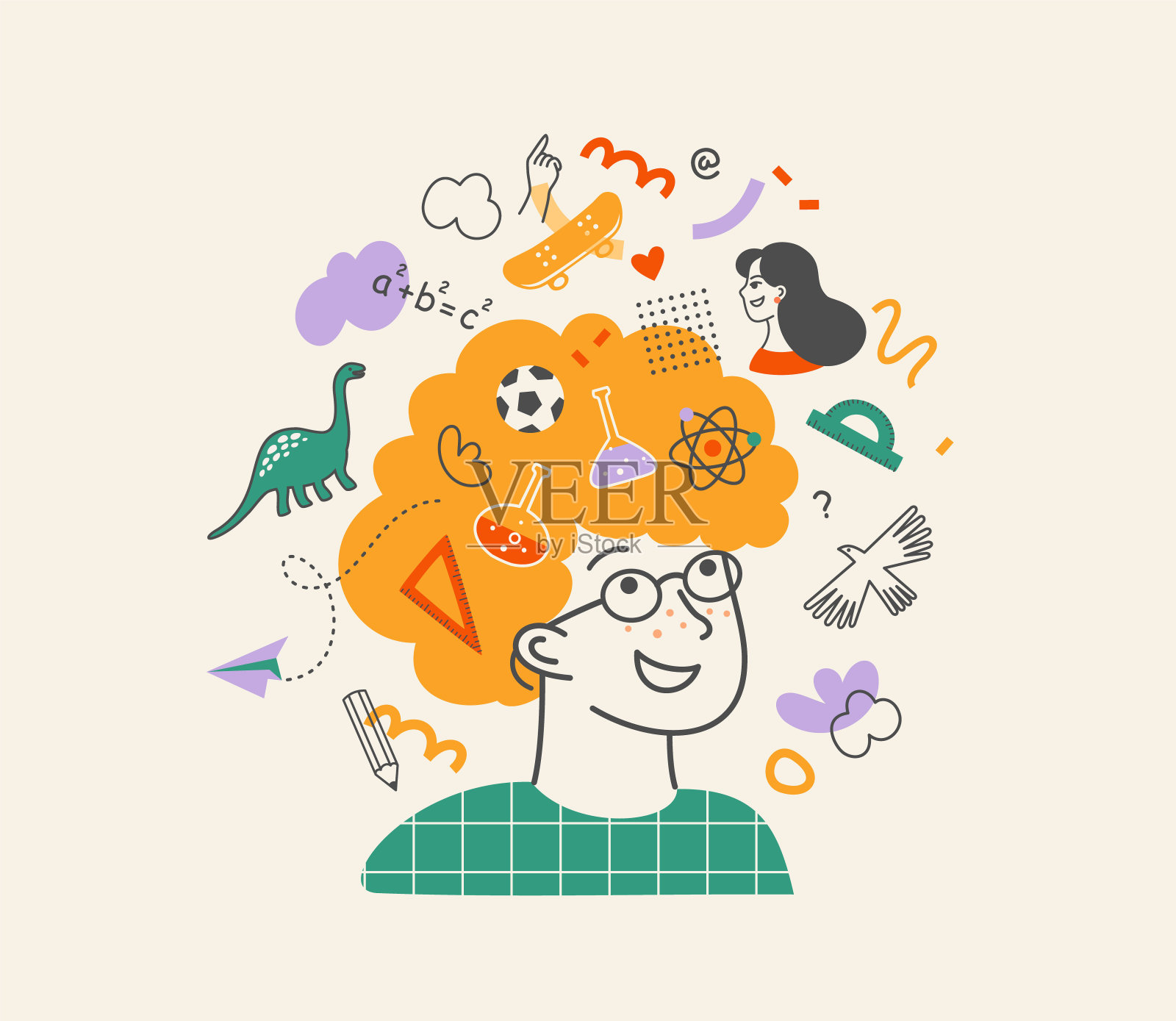 回到学校的概念。学校，教育，科学。平的插图插画图片素材