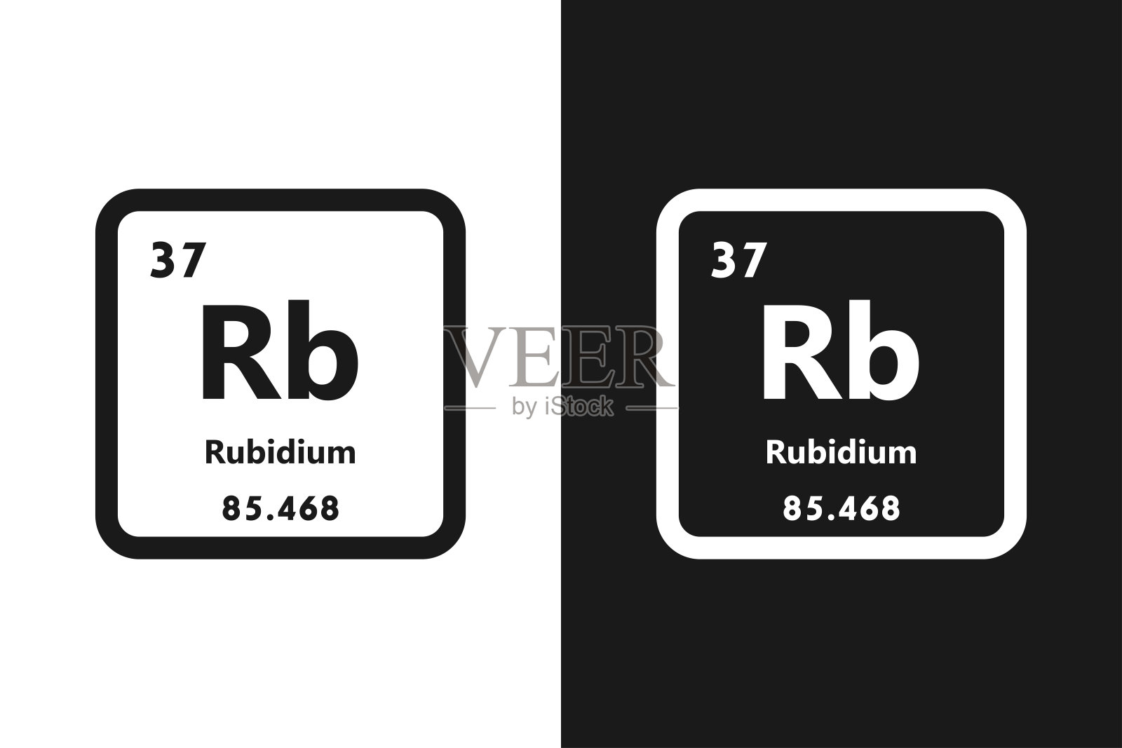铷，Rb，化学周期元素图标。元素周期表中的化学元素。用原子序数符号。铷元素插画图片素材