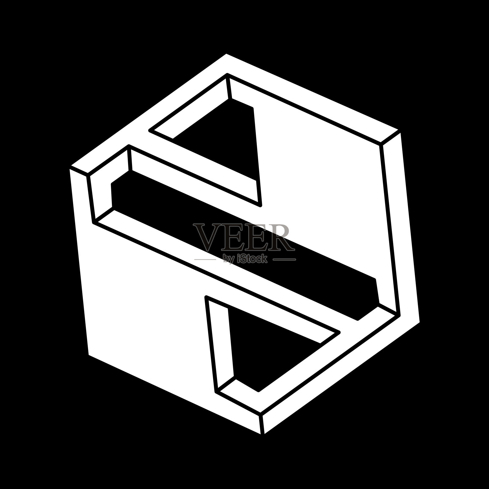 视错觉对象。不可能的形状。光的艺术。行设计。插画图片素材