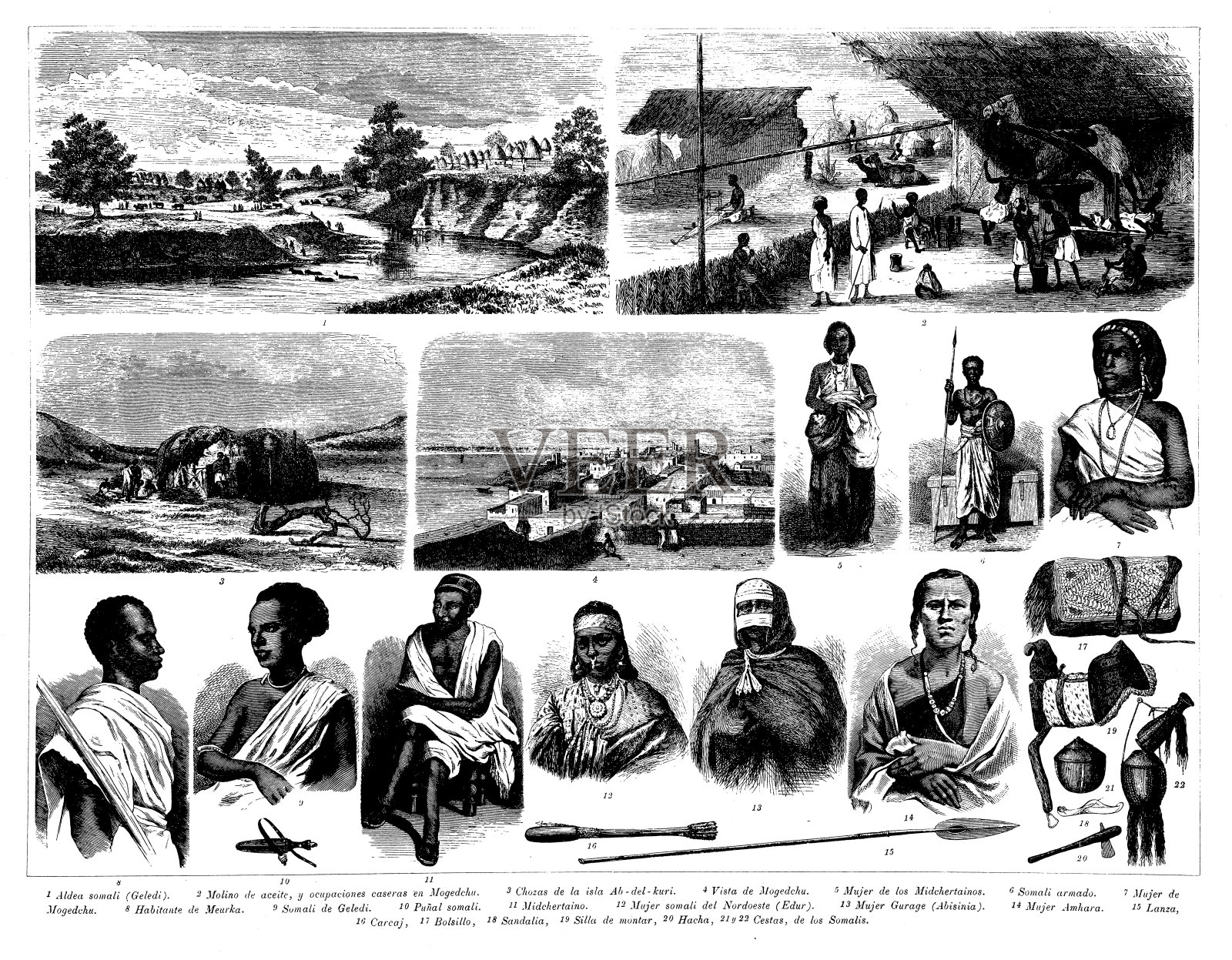 古董雕刻收藏，民族志:非洲插画图片素材