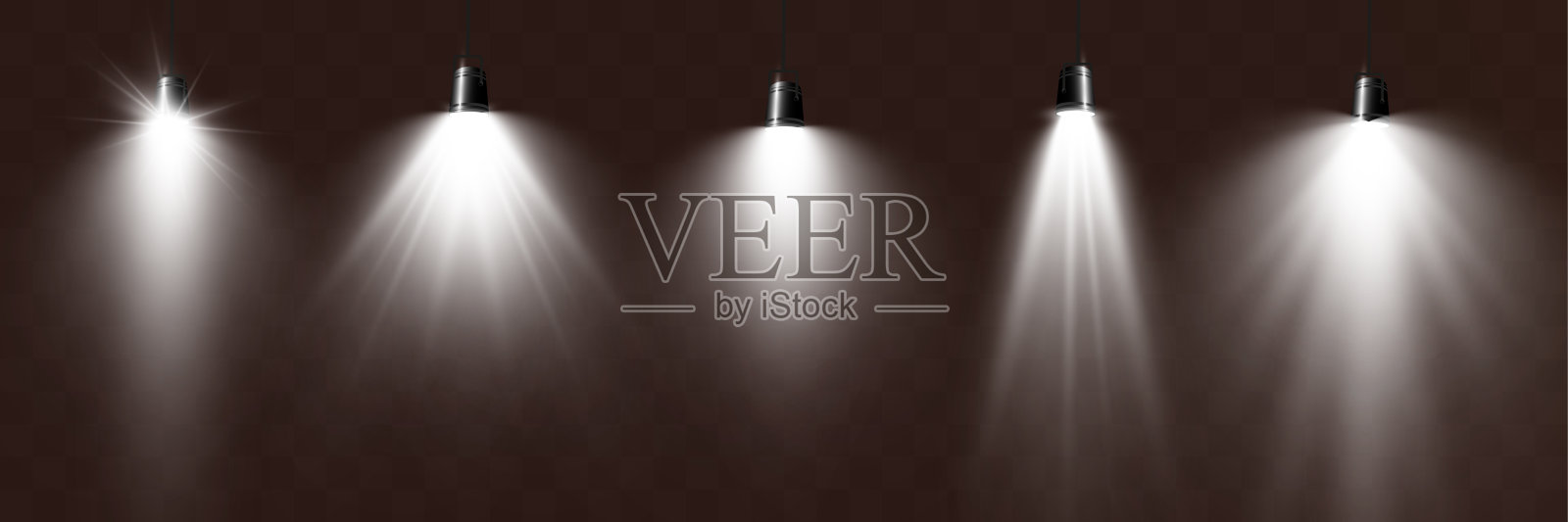 空无一人的舞台上有聚光灯。透明背景上的照明装置插画图片素材