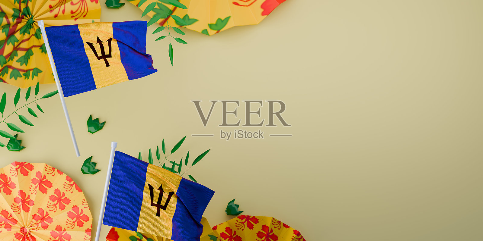 巴巴多斯庆典的横幅或海报。3d渲染。照片摄影图片