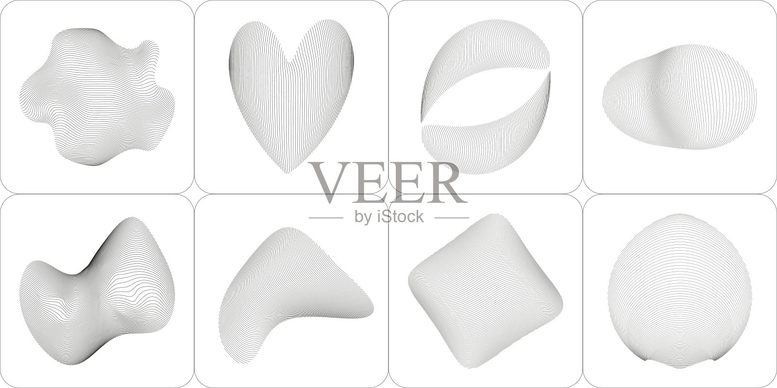 波浪线形状。抽象地形圆。有机线条图案形状。插画图片素材