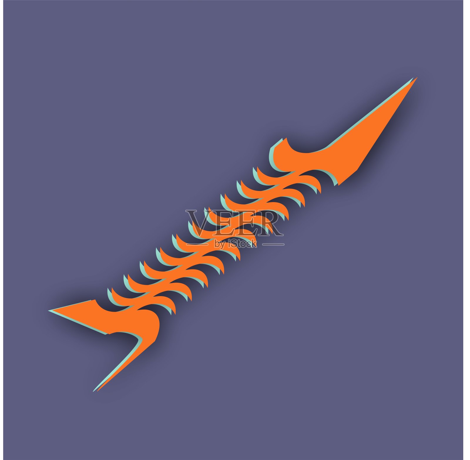 带影子的箭形鱼骨架体积庞大插画图片素材