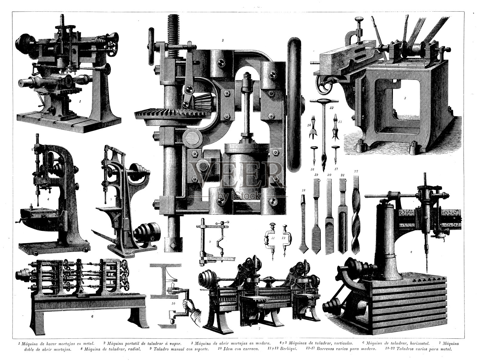 古董雕刻收藏，机械插画图片素材