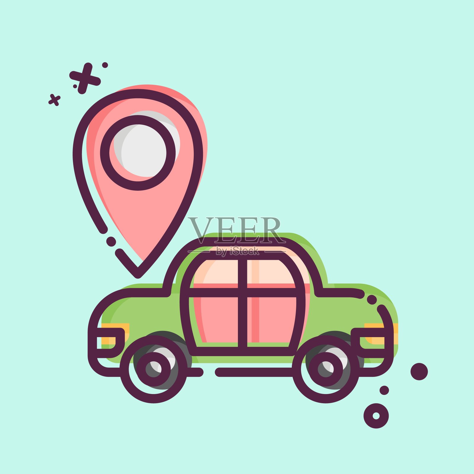 图标地图传感器。与汽车保养相关的标志。MBE风格。简单的说明插画图片素材