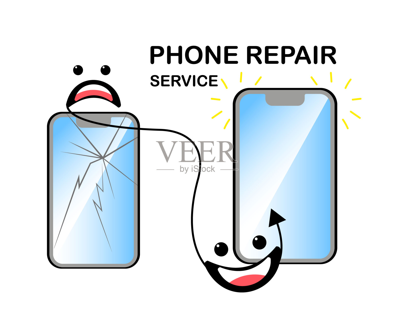 电话维修服务横幅模板。插画图片素材