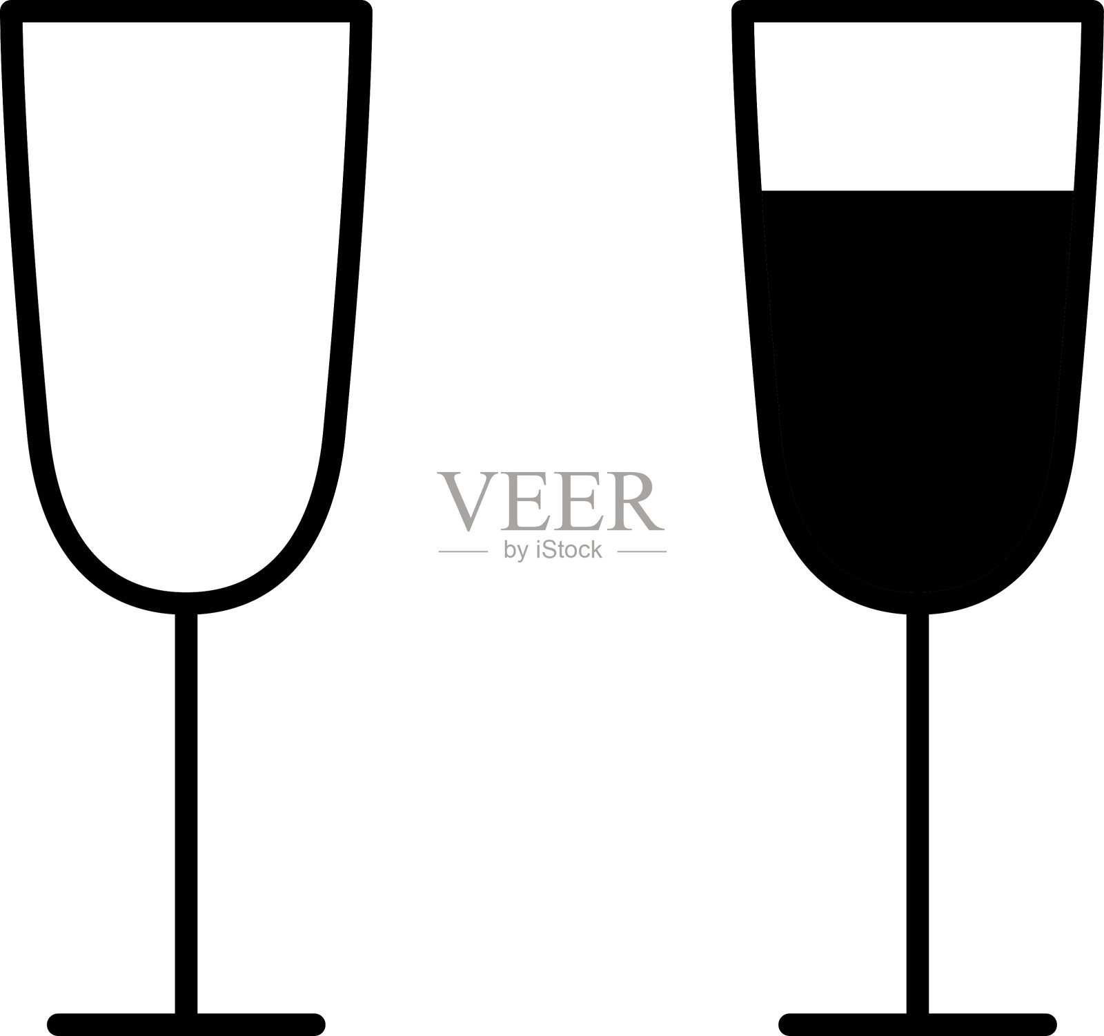 喝杯线图标。酒杯图标集。香槟酒杯。矢量插图。插画图片素材