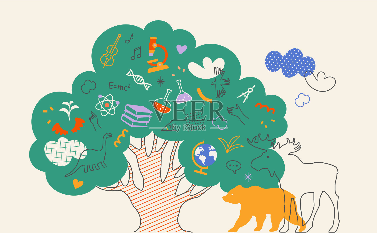 回到学校的概念。学校，教育，科学。平的插图插画图片素材