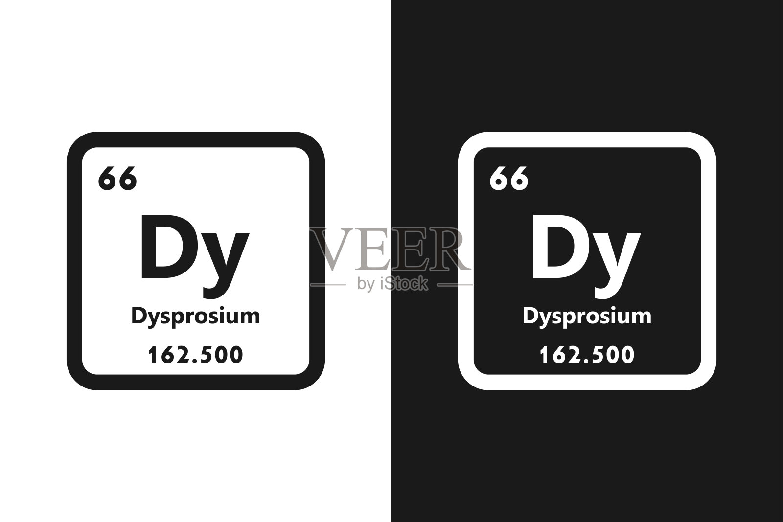 镝，Dy，化学周期元素图标。元素周期表中的化学元素。用原子序数符号。镝元素插画图片素材