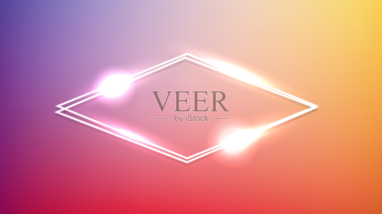 霓虹双菱形框架与闪耀效果插画图片素材