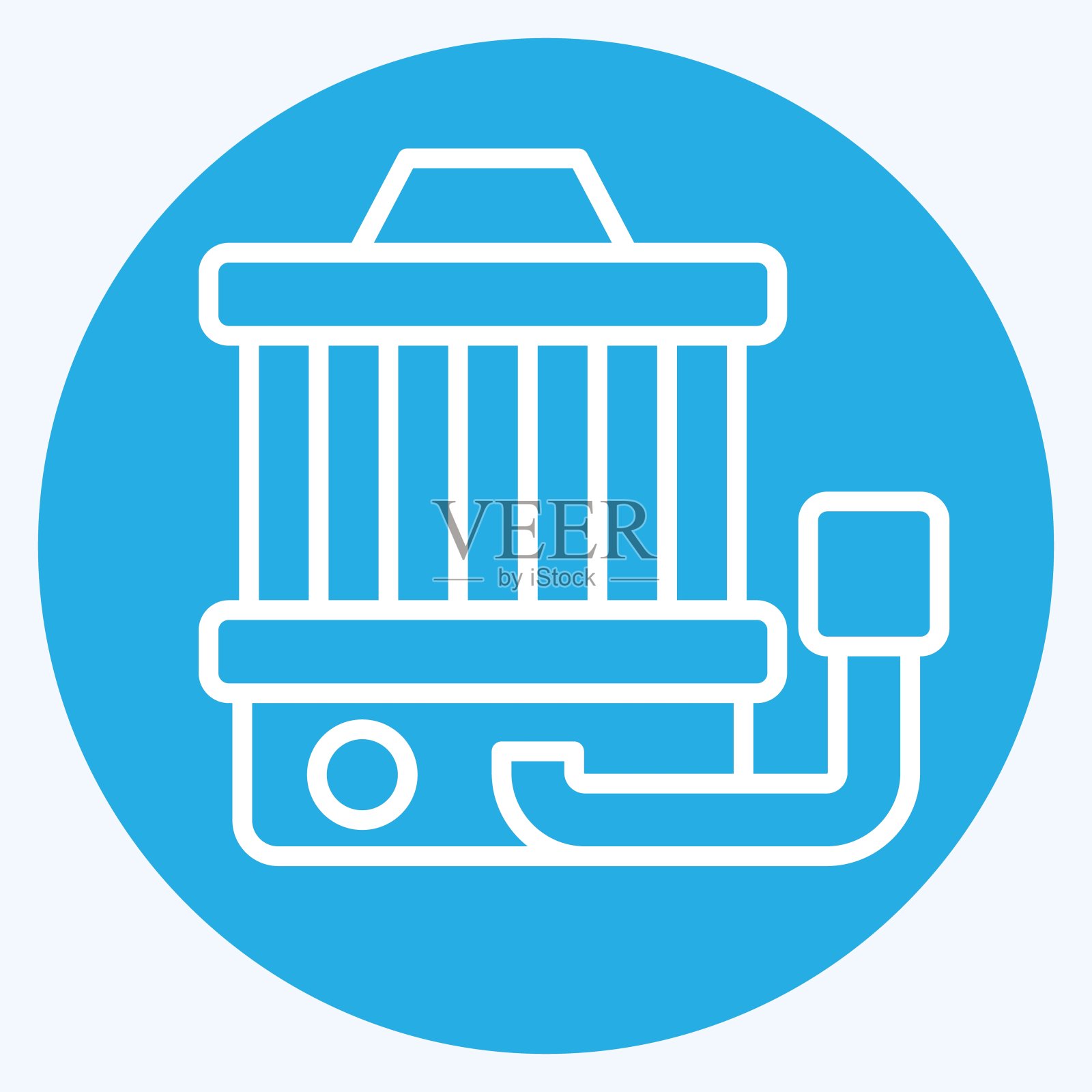 Icon加热器鼓风机电机。与汽车保养相关的标志。蓝眼睛的风格。简单的说明插画图片素材