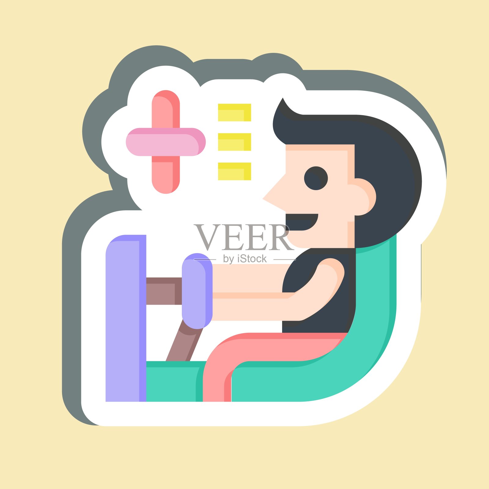 贴纸自动变速器。与汽车保养相关的标志。简单的说明插画图片素材