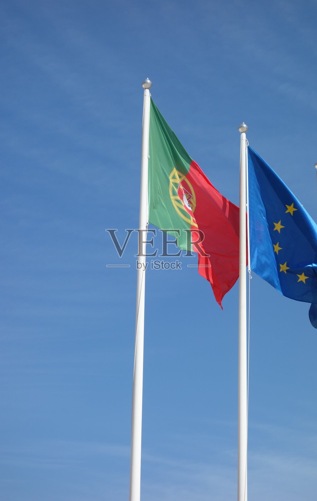 葡萄牙和欧盟旗帜照片摄影图片