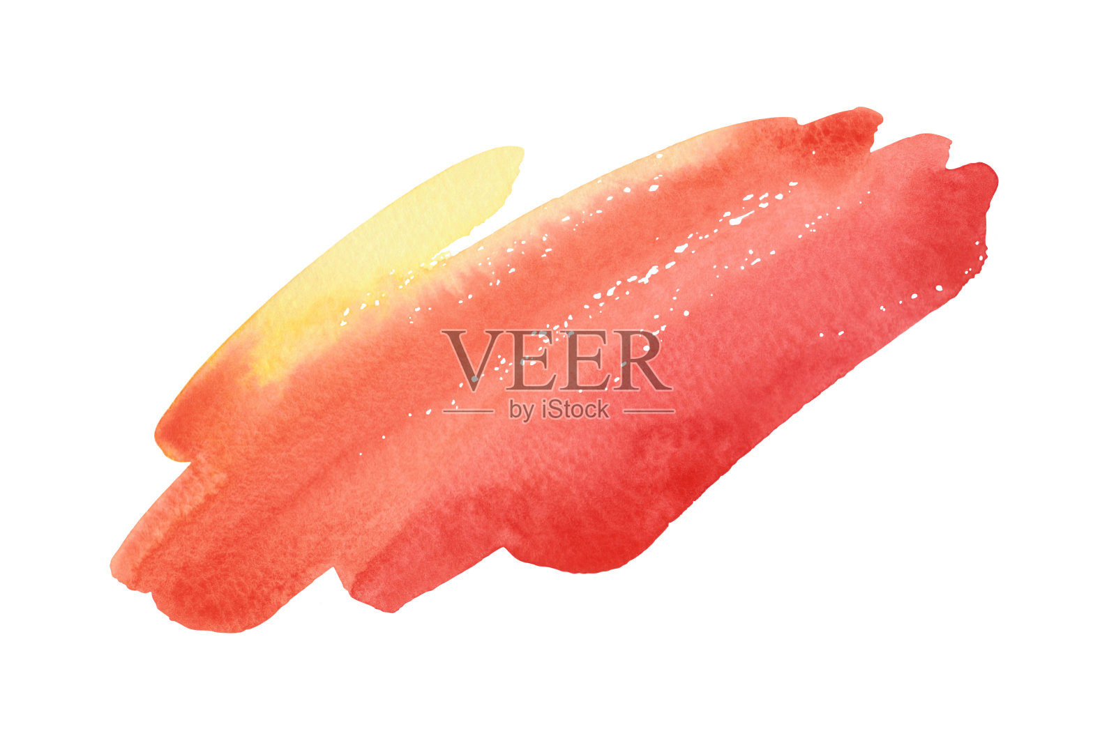 一个美丽的水彩画黄橙色笔触点孤立在一个白色的背景。插画图片素材