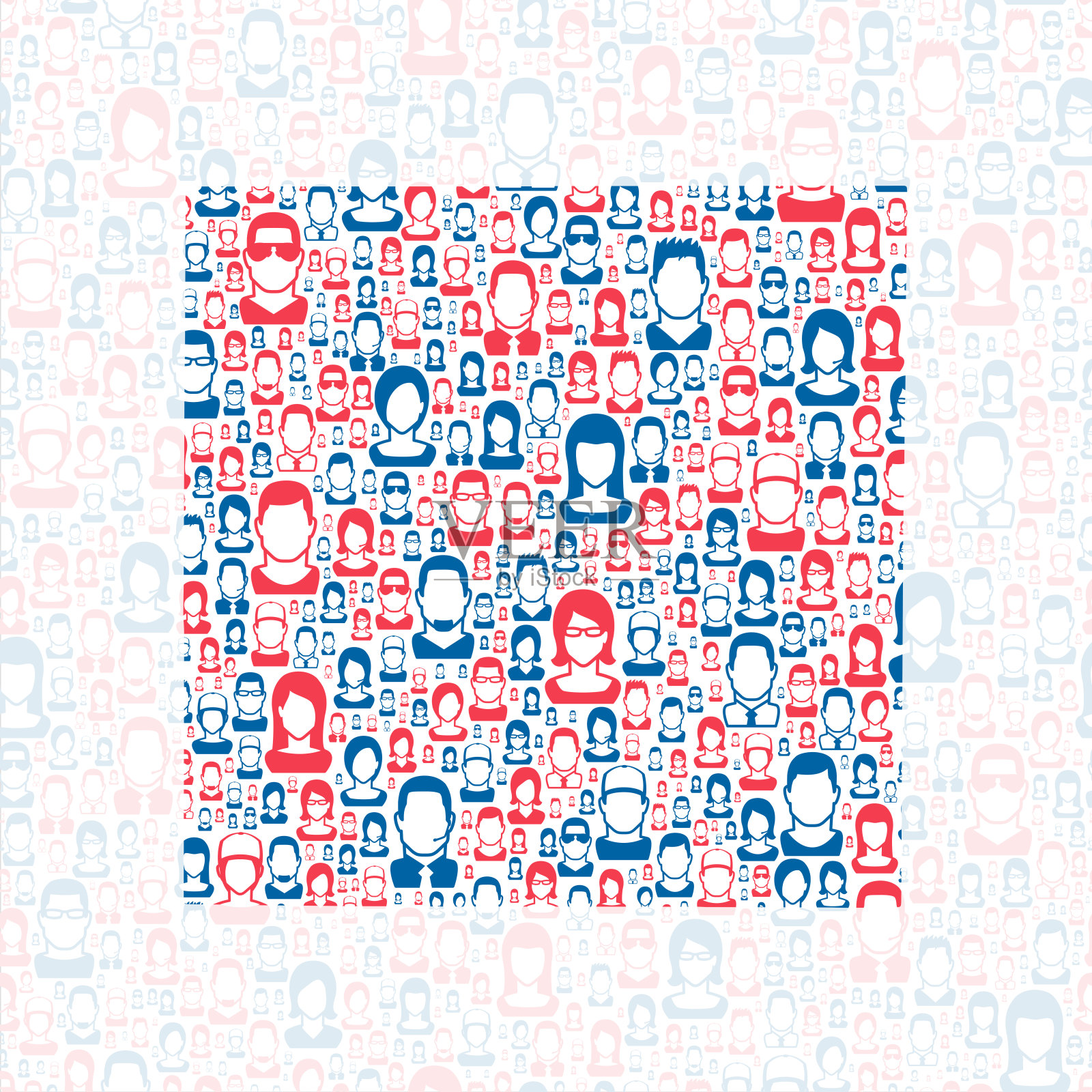 德克萨斯州的卡拉汉县。地图上有蓝色和红色的人插画图片素材