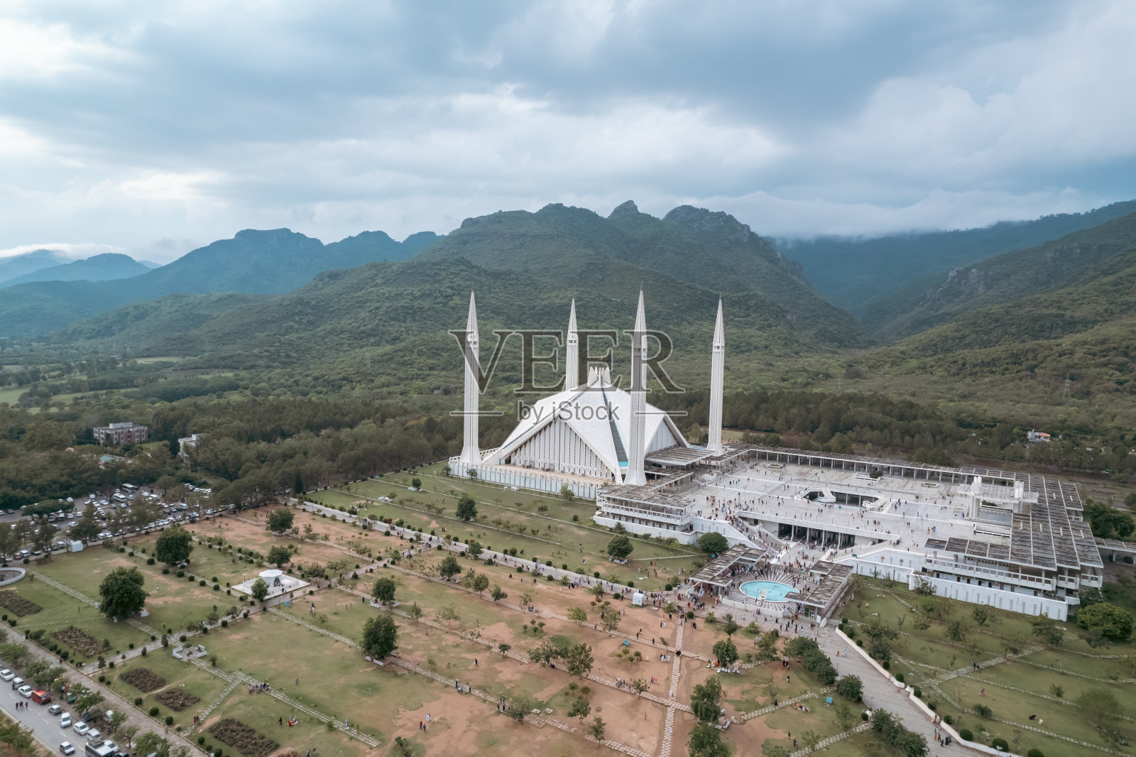 巴基斯坦伊斯兰堡费萨尔清真寺航拍照片摄影图片