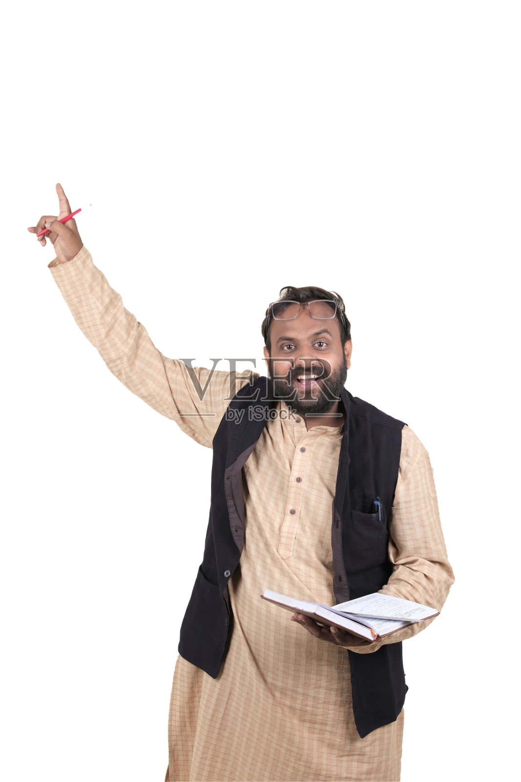 印度男老师在课堂上表达。照片摄影图片