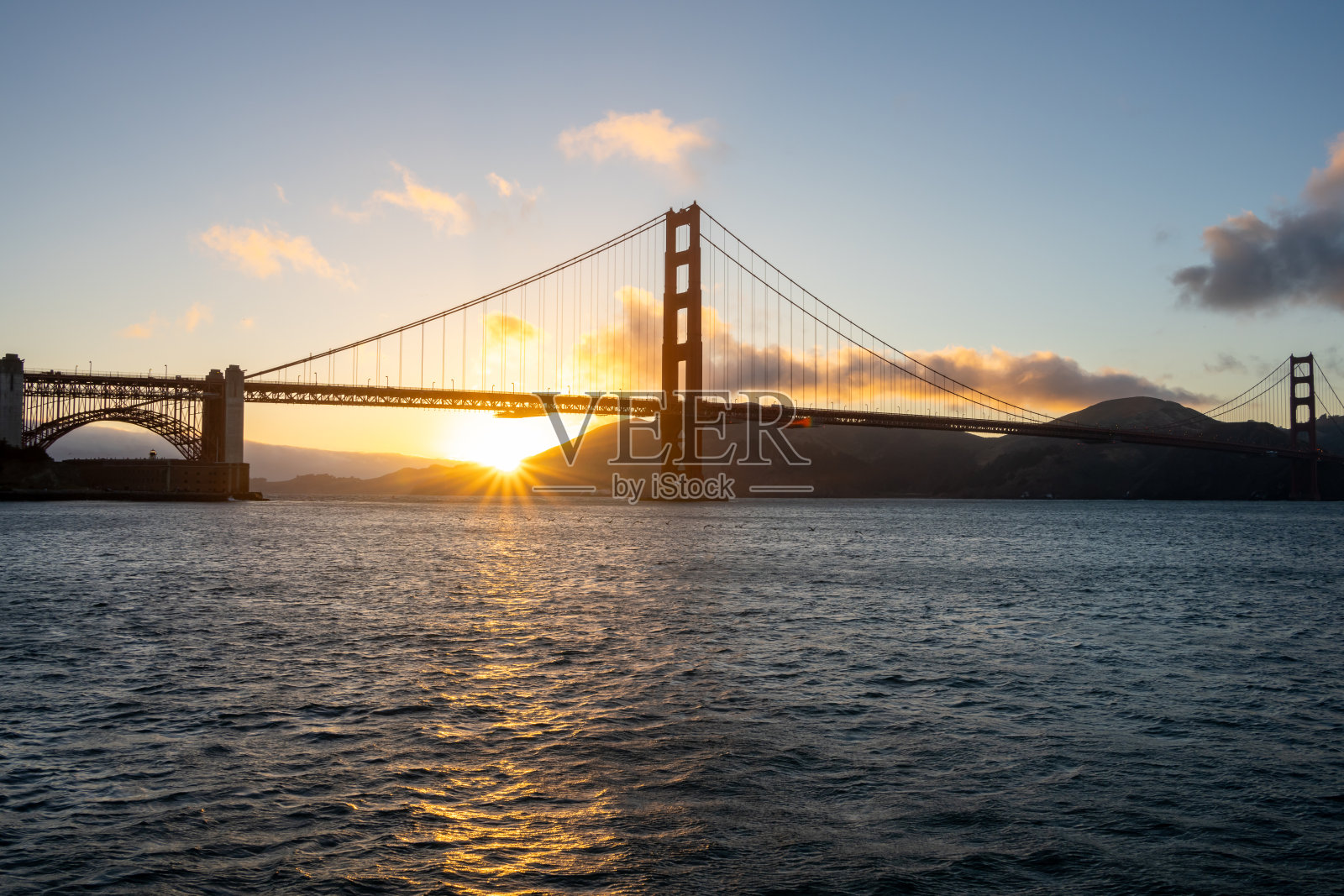 日落在金门大桥照片摄影图片