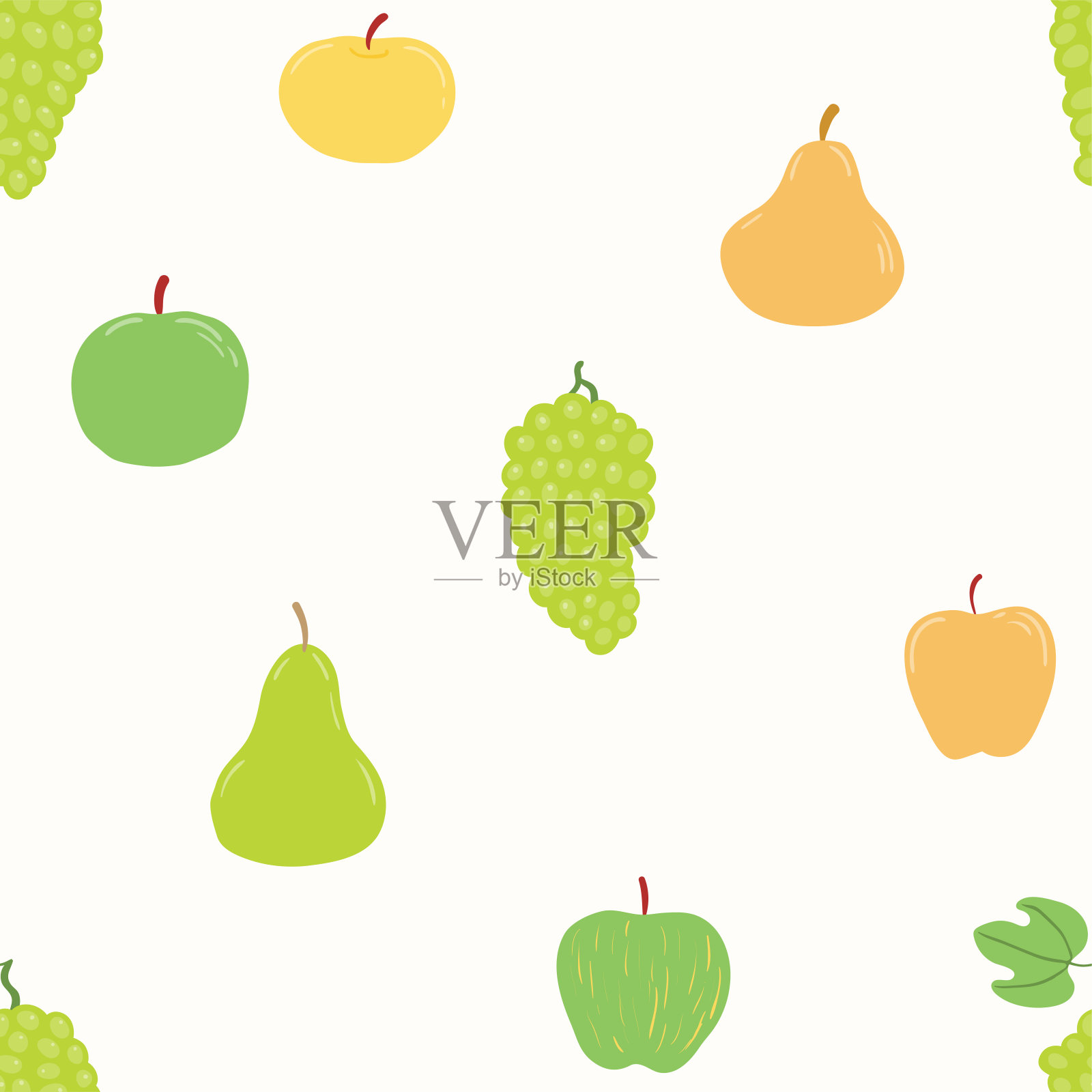 水果收获无缝图案插画图片素材