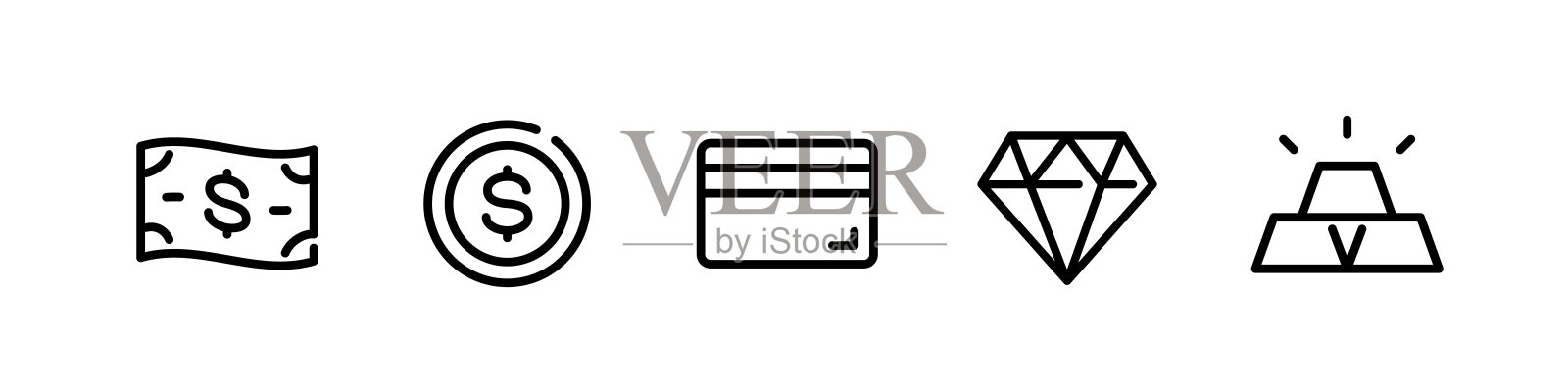 金钱图标的类型。钱的图标插画图片素材