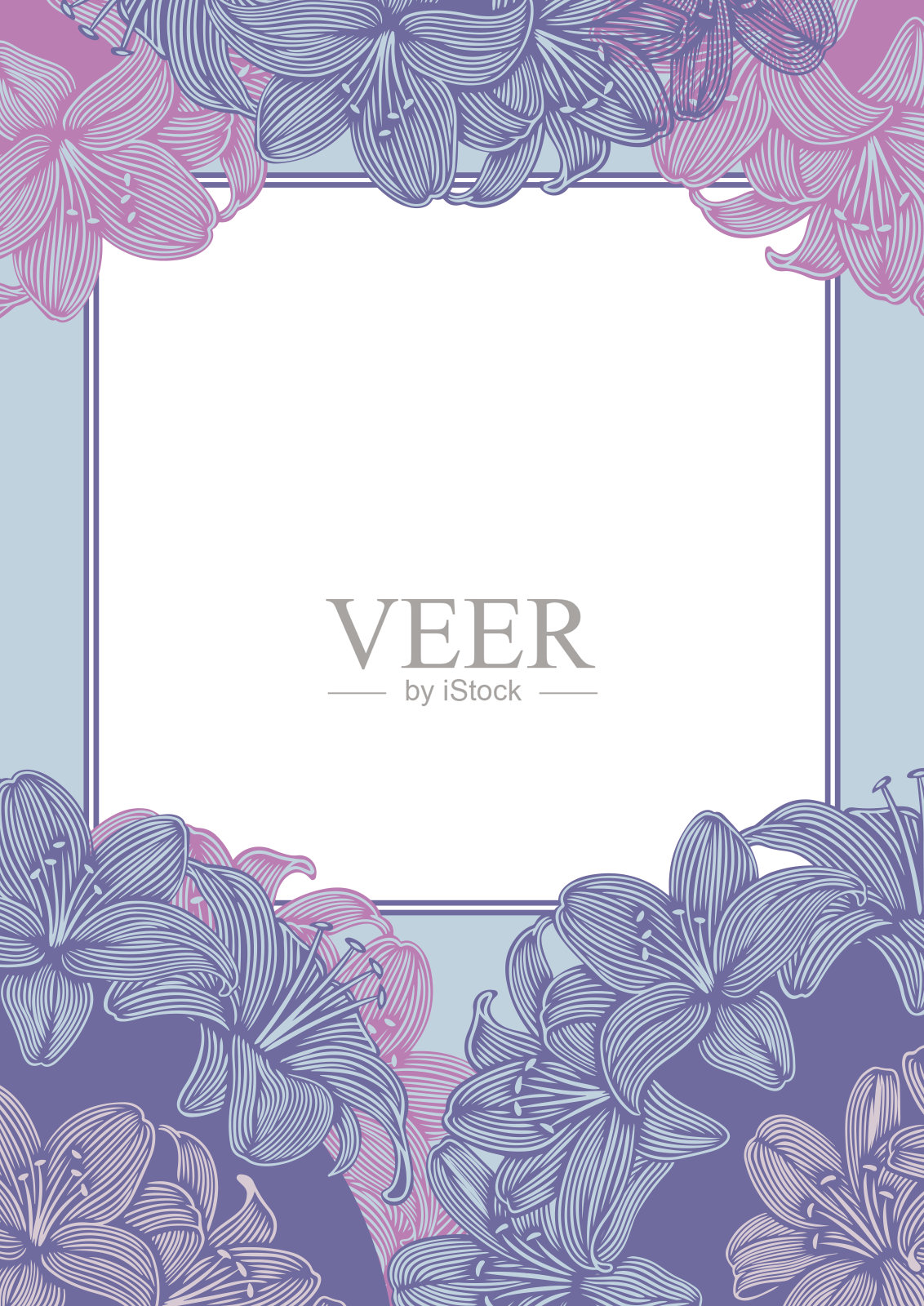 有百合花的请柬。插画图片素材