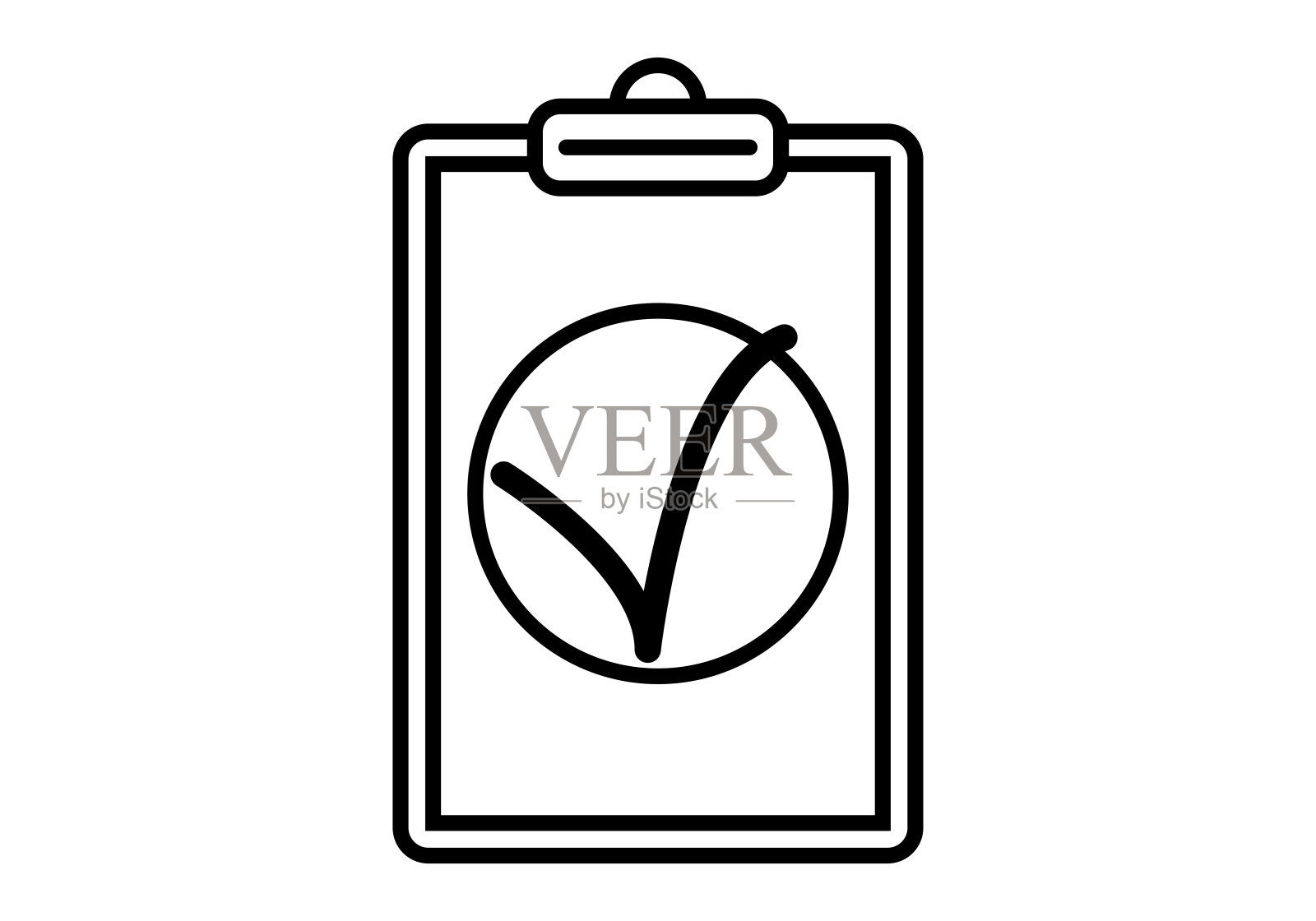 带有肯定刻度的黑色剪贴板图标插画图片素材