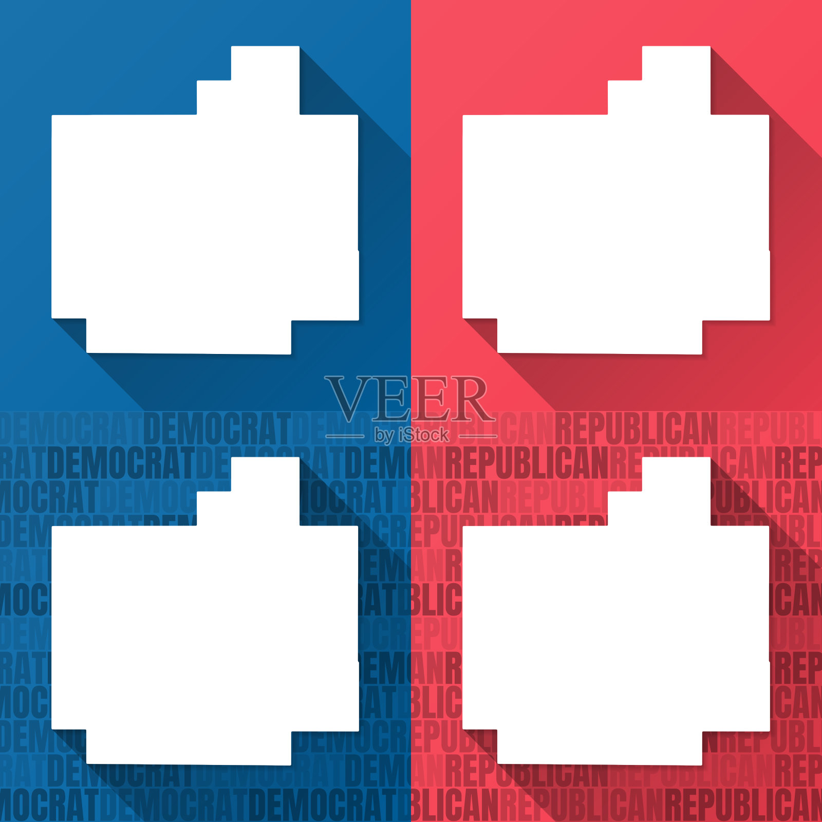 德巴卡县，新墨西哥州。蓝色和红色背景的地图插画图片素材