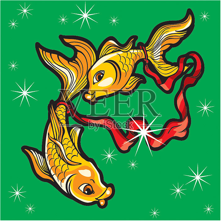 两条鱼。星座sign-Pisces。矢量插图。插画图片素材
