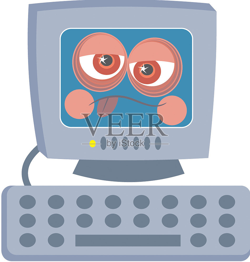 生病的电脑插画图片素材