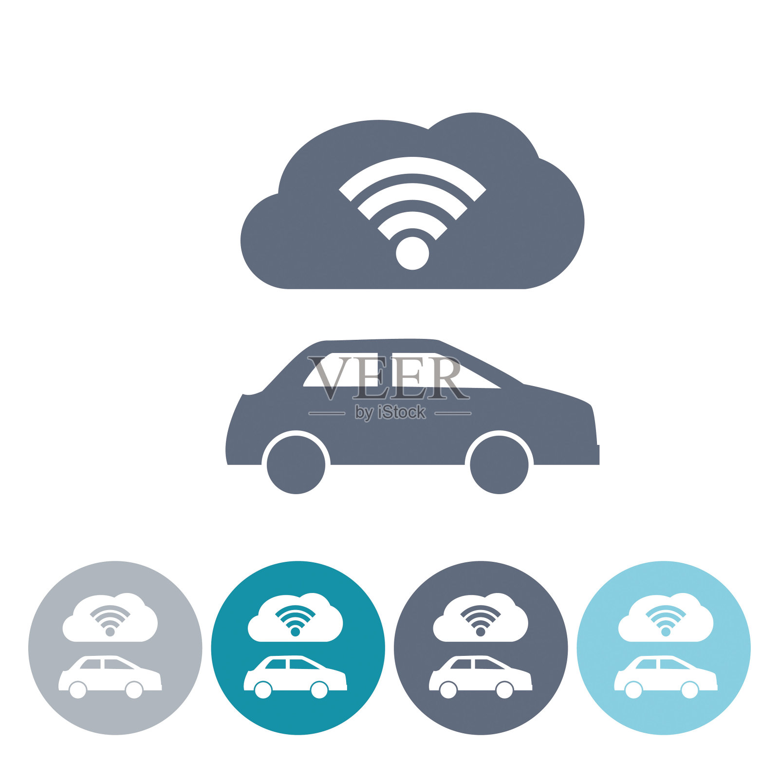 简单的图标概念-运输与云计算插画图片素材