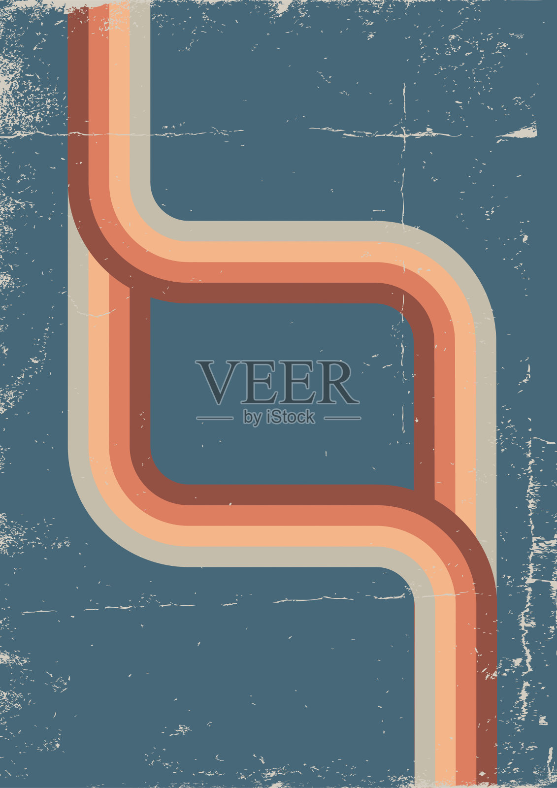 抽象复古线条插画图片素材