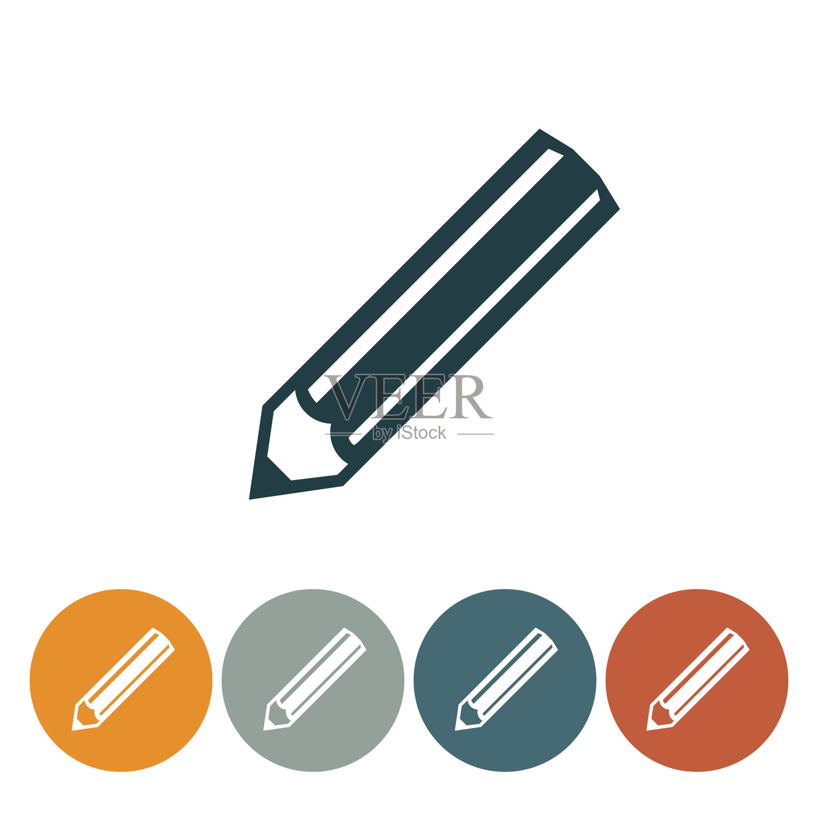扁平圆形楔形图标-铅笔插画图片素材